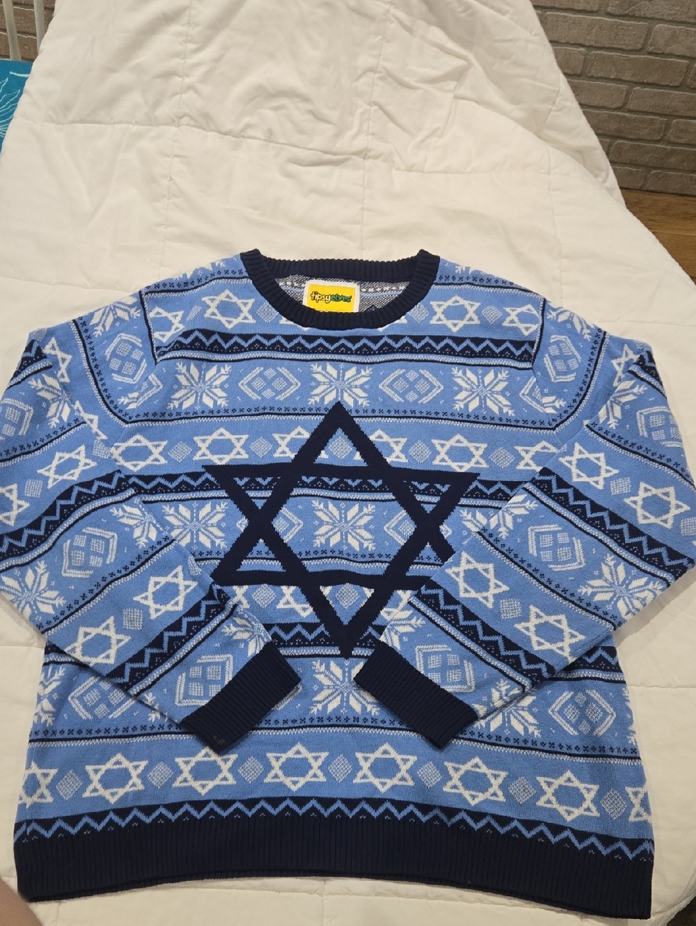 Blue Patterned Holiday Sweater